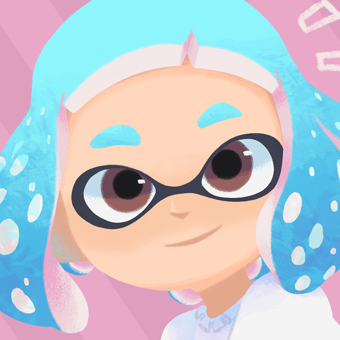 inkling with blue hair looking at viewer