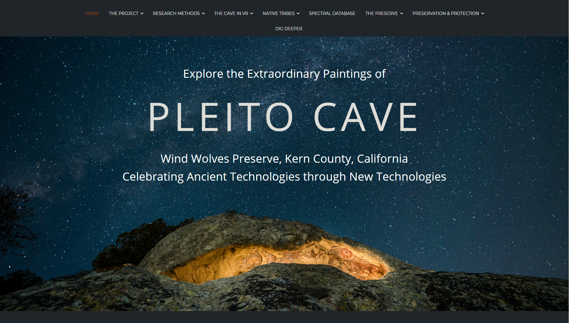 front page of Pleito Cave website