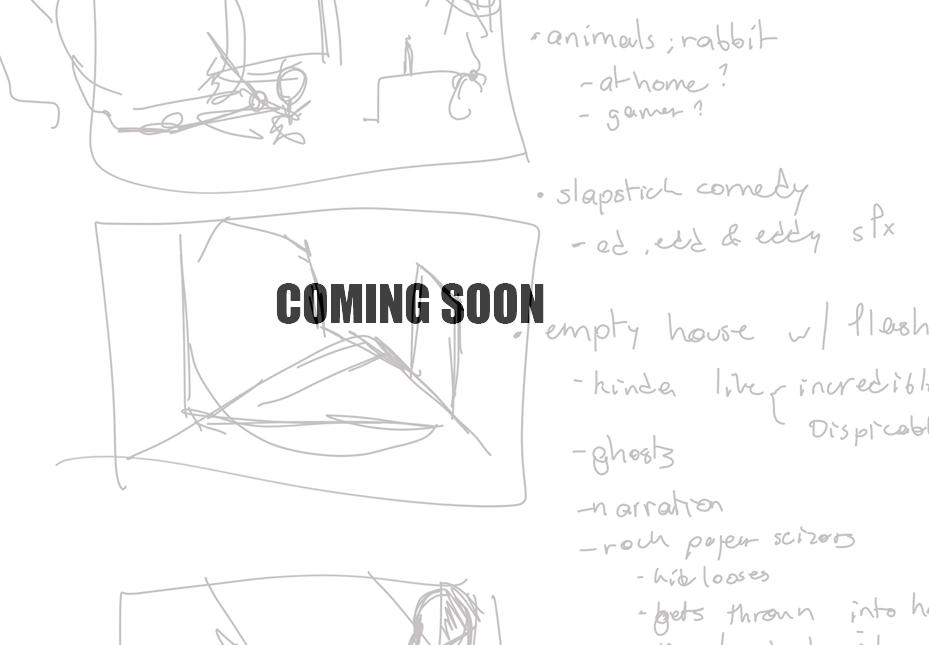 coming soon over a sketch of a storyboard